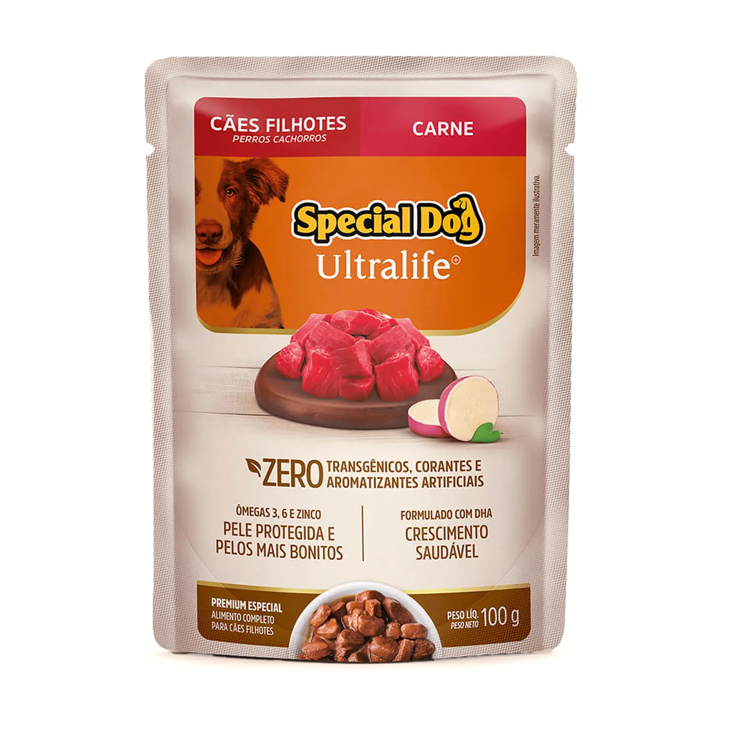 Racao Umida Special Dog Ultralife Caes Filhotes Carne 100g